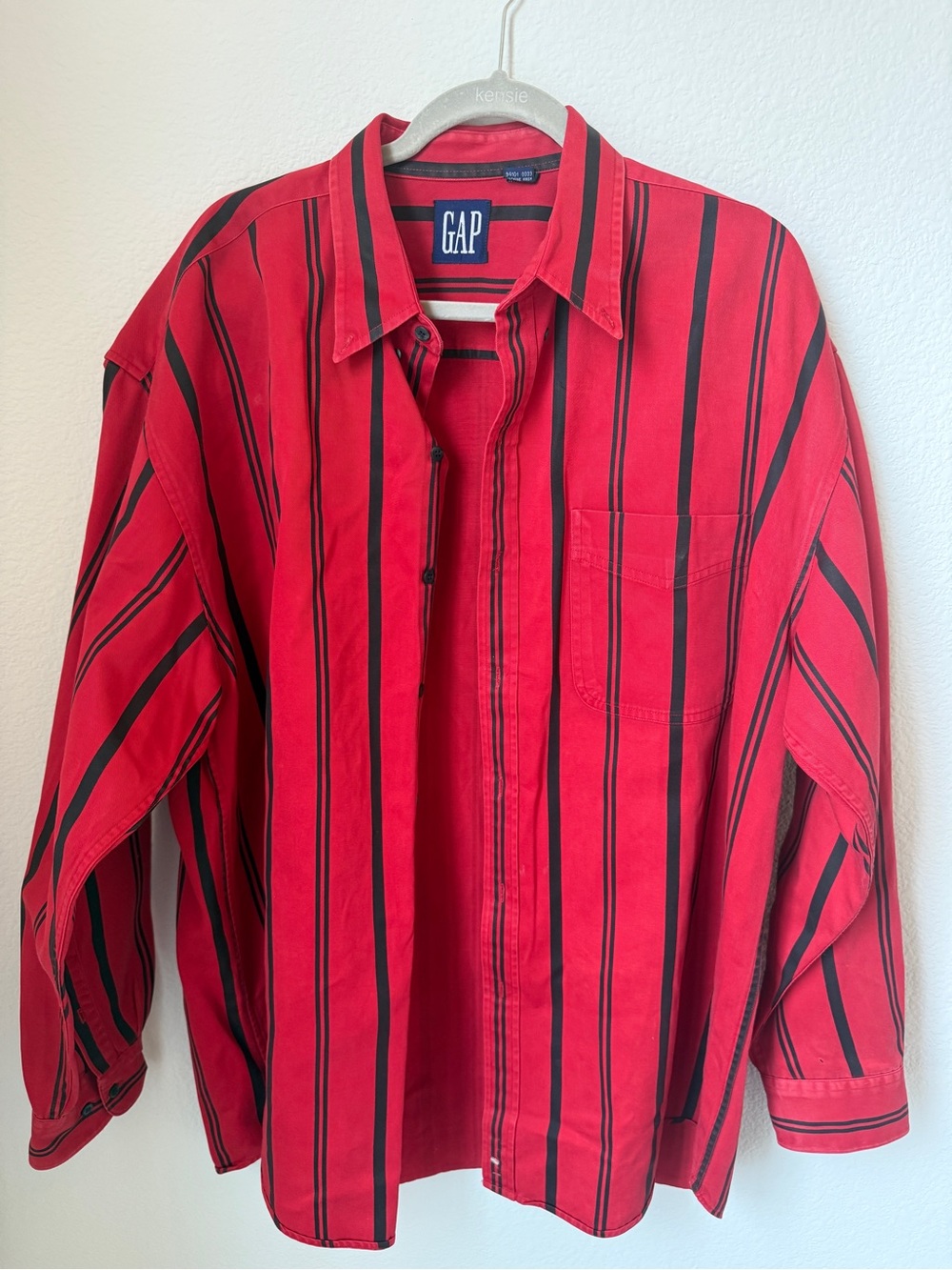 GAP Red Shirt with Black Horizontal Stripe Detail